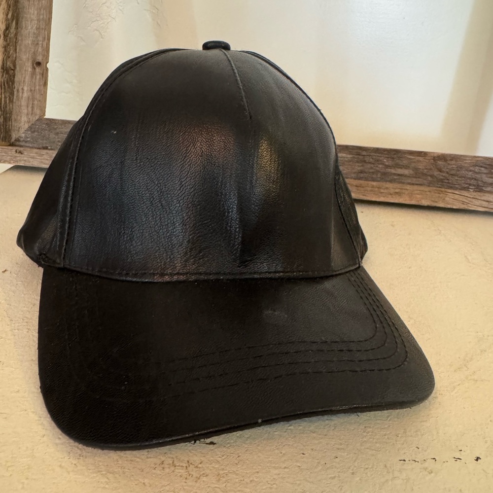 Black Leather Baseball Cap